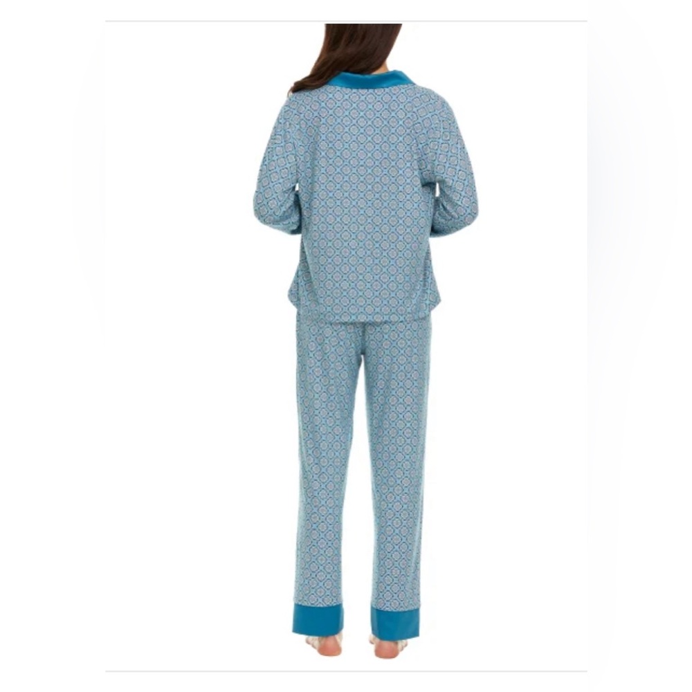 Flora Nikrooz Women's Satin Trim Notch Collar PJ Set - Picture 3 of 7